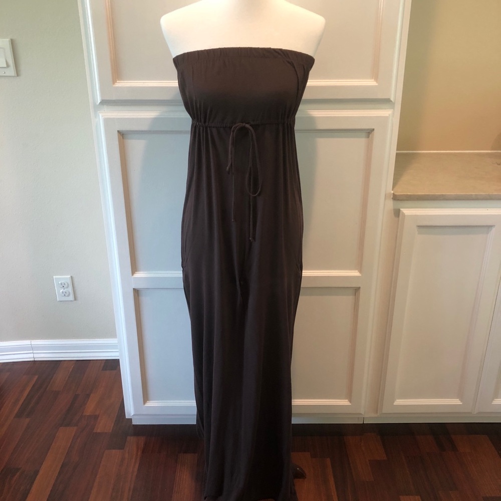 Dark brown sleeveless maxi